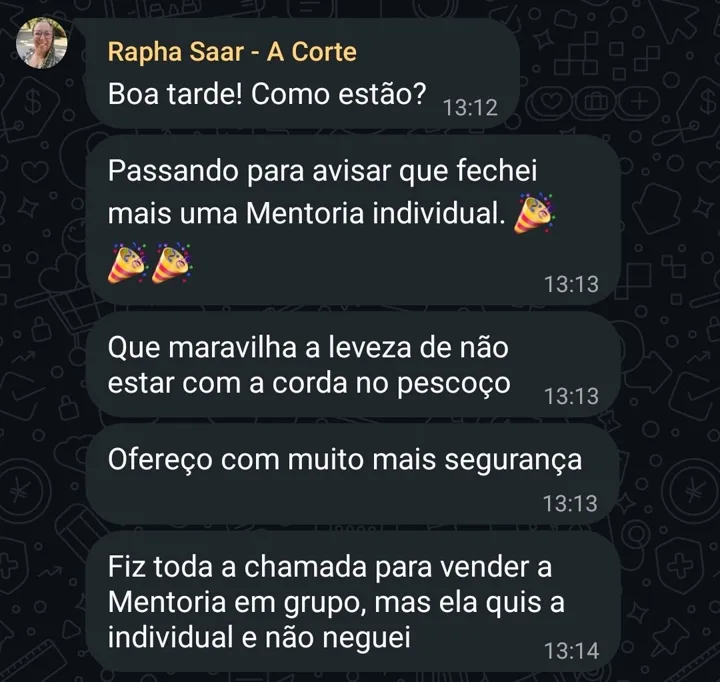 Rapha Saar — fechei mais uma mentoria individual